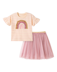 Pink T-Shirt and Tulle Skirt Outfit Set