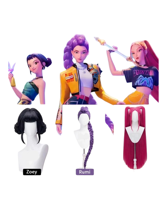 K-Pop Demon Hunter Anime Wigs - Rumi, Mira, or Zoey Cosplay Hair Styles