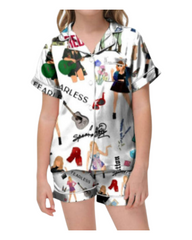 Women's Taylor Swift Patterned Shirt and Shorts Pyjama Set