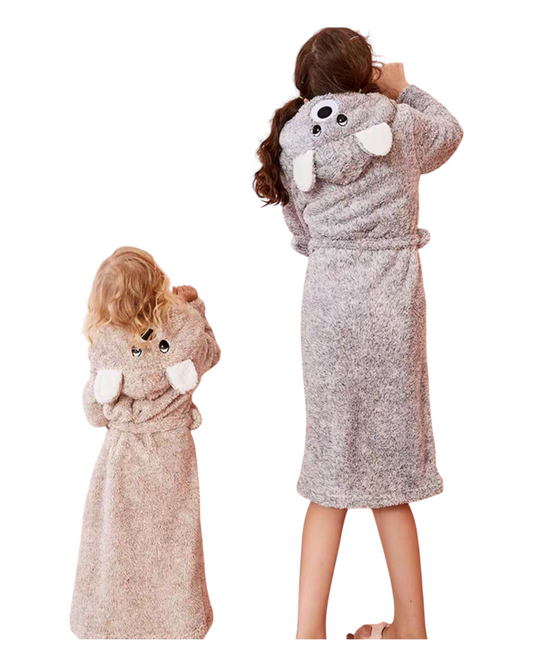 Fluffy Bath Robe with Animal Hood