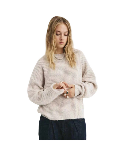 Retro Acid Wash Crewneck Sweatshirt - Cozy Oversized Women's Top