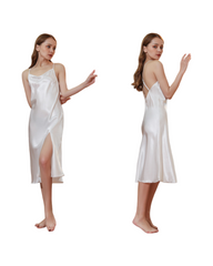 Silk Lace Slip Nightgown Dress for Women Sleeveless Midi Sleepwear Lingerie