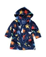 Fleece Dinosaur Print Long-Sleeve Boys' Bathrobe