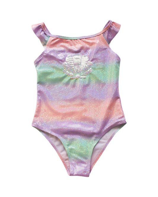 Metallic Vibrant Patterned One-Piece Swimsuit
