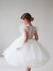 Elegant Birthday Party Girls Formal Tulle Dress | Kids Flower Girl Gown
