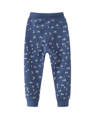 Cotton Blend Floral and Rainbow Print Girls Long Joggers With Pockets