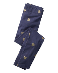 Cotton Leggings with Golden Heart Pattern