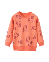 Peach Pullover Crewneck Sweatshirt for Girls Designed with All-Over Unicorn Graphics