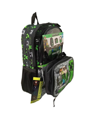 Minecraft Graphic School Bag with Lunchbox and Headphones