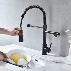 Dual-Mode Pull-Out Kitchen Sink Faucet – Modern Stainless Steel Single Handle Hot and Cold Mixer Tap