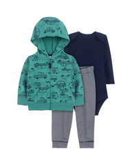 3-Piece Cotton Hoodie, Bodysuit, and Pants Baby Outfit Set