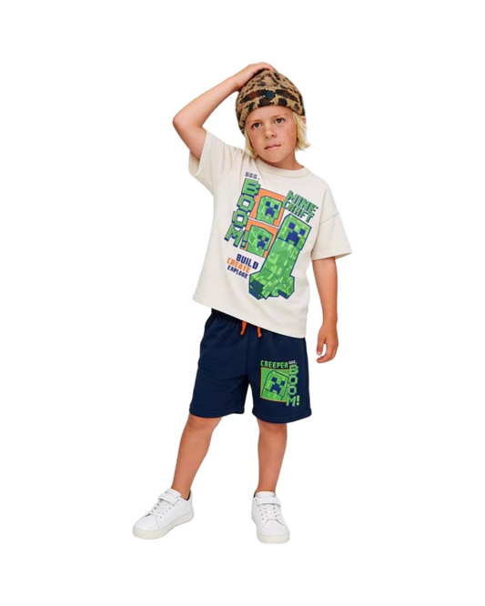 Minecraft Graphic Tee and Shorts Kids Matching Casual Playwear Set