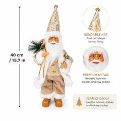 Festive Santa Claus Holiday Decorative Figurine for Christmas Tabletop Display