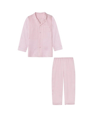Button-Up Pink Satin Girls Sleepwear Set