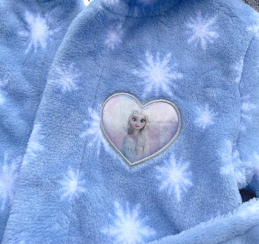 Frozen Inspired Plush Fleece Hooded Bathrobe for Girls – Princess Elsa Graphic Soft Winter Sleepwear