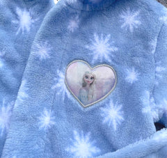 Frozen Inspired Plush Fleece Hooded Bathrobe for Girls – Princess Elsa Graphic Soft Winter Sleepwear