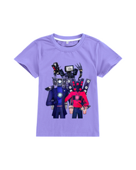 Action Figure Print T-Shirt - 100% Cotton Breathable Short Sleeve Top