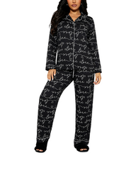 2-Piece Cotton Pajama Set Long Sleeve Button Up Loungewear