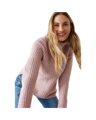Pink Turtle Neck Knit Sweater - Women's Long Sleeve Top