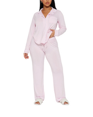 Soft Cotton Two-Piece Lounge Set for Women - Long Sleeve Top & Pants