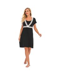 Comfortable Women's Maternity and Nursing Loungewear Dress with Short Sleeves