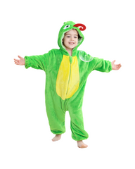 Fluffy Animal Hooded Jumpsuit for kids Featuring Cartoon Characters and Front Zipper