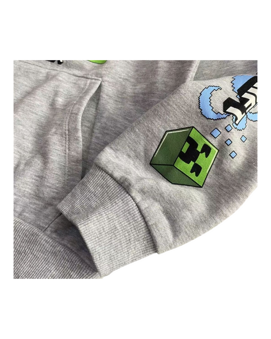 Grey Hoodie with Minecraft Design