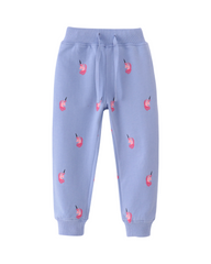Light Blue Unicorn Printed Cotton Sweatpants for Girls