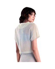 White Mesh T-Shirt – Short Sleeve Cropped Layering Tee