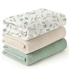 Set-Of-Three Swaddle Blankets of Different Colours
