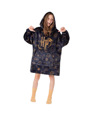 Oversized Fleece Hooded Wearable Blanket Robe with Pockets – Unisex Plaid & Print Loungewear