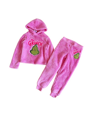 Pink Grinch Hoodie and Track Pant Set