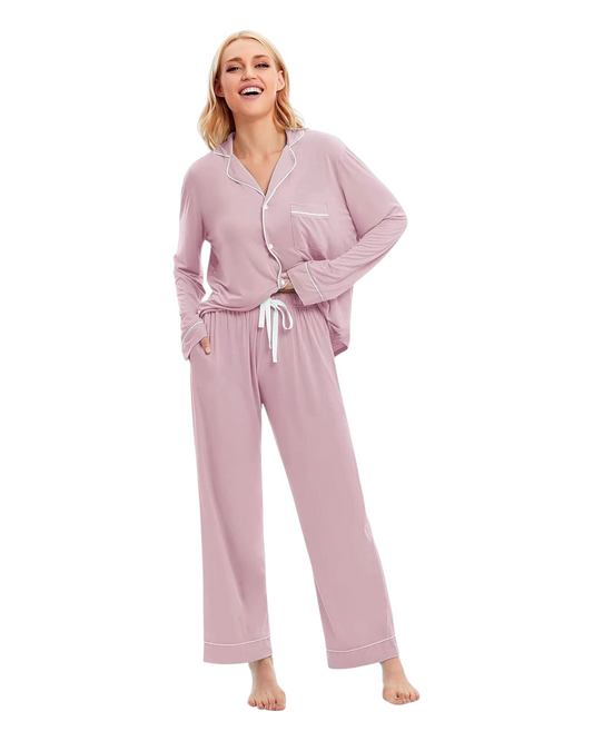 Women's Long-Sleeved Flowing Shirt and Pants Pyjama Set