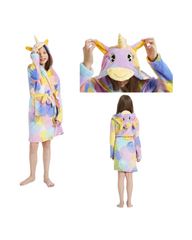 Girls Soft Hooded Unicorn Bathrobe