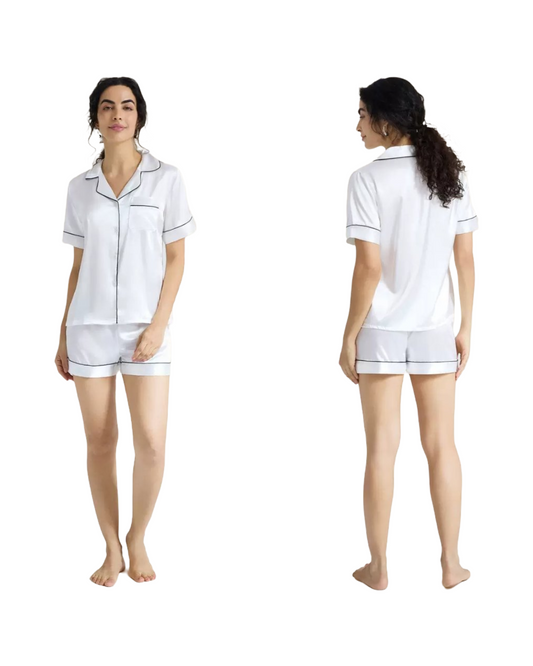 Two-Piece Button-Up Silky Pyjama Set