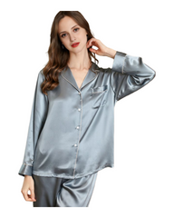 Women's 100% Mulberry Silk Long Sleeve Pyjamas Set