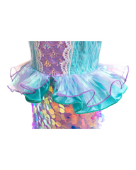 Aqua and Lavender Sequinned Mermaid Dress with Ruffles