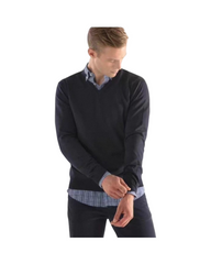 Black V-Neck Men's Merino Wool Sweater - Lightweight Insulated Pullover