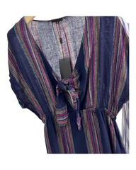 Short-Sleeved Linen Summer Dress with Striped Print