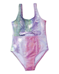Metallic Vibrant Patterned One-Piece Swimsuit