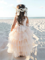 Tiered Tulle Flower Girl Dress – Sleeveless Ruffle Ball Gown
