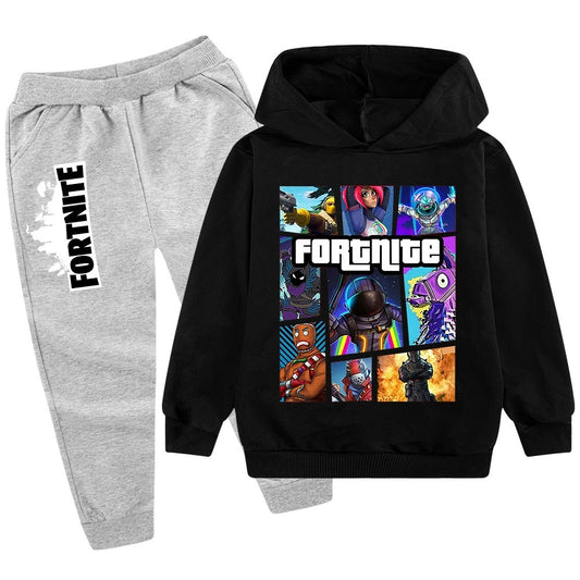 Boys' Fortnite Hoodie and Grey Track Pants Outfit Set