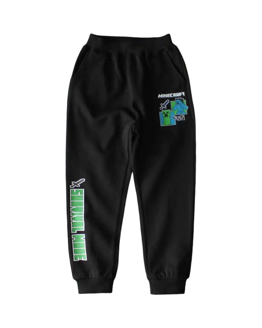 Boys' Black Pants with Minecraft Print