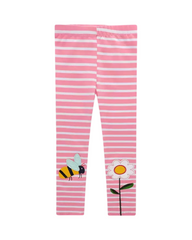 Soft Cotton Leggings with Floral Embroidery – Cute Ribbed Toddler & Kids Pants