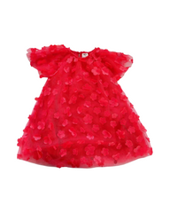 3D Rosette Textured Party Dress for Toddler & Girls