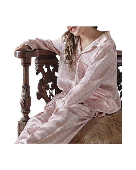 Button-Up Pink Satin Girls Sleepwear Set