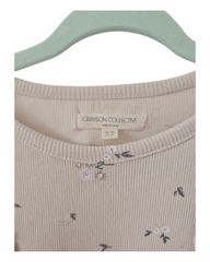 Cotton Cream Dress with Flower Pattern