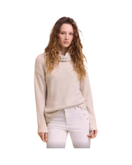 Mock Neck Oversized Knit Sweater for Women - Loose Fit Cozy Pullover Jumper
