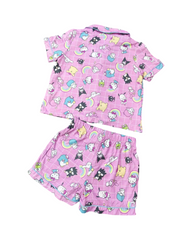 Girls Sanrio Print Short Sleeve Pajama Set – Soft Cotton Sleepwear