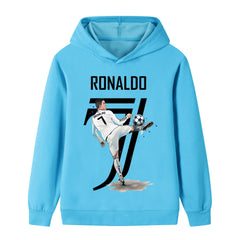 Ronaldo Soccer Graphic Kids Hoodie - Cotton Pullover Sweatshirt